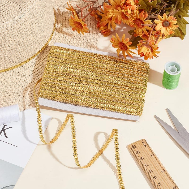 MAYJOYDIY 22 Yards S Shaped Gold Gimp Braid Trim 0.24inch Wide Polyester Lace Trim Ribbon Decorative Woven Braid Trim Fabric Trim for Sewing Bag DIY Crafts Costume Curtain Lampshades - Image 4